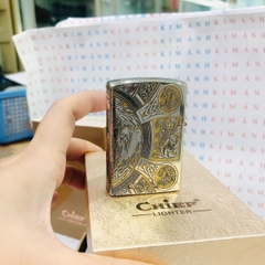 Hộp quẹt, bật lửa CHIEF chính hãng, khắc laser 4 măt chủ đề Thần Chết, vỏ bằng đồng bền bỉ sáng bóng theo thời gian