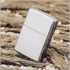 Bật lửa Zippo Mỹ mã 250 high polish màu trắng bạc loại trơn bóng, hàng chính hãng