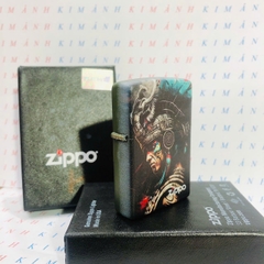 Hộp quẹt, bật lửa Zippo Mỹ, Brass phủ sơn chủ đề Thổ Dân 8, hàng chính hãng có giấy Hải Quan đi kèm