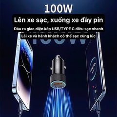 Củ sạc xe hơi Li-Top QC22 công suất 100W sạc siêu nhanh phù hợp các loại ô tô, hàng chính hãng