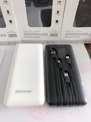 Sạc dự phòng Hammer H18 kèm 4 cáp, dung lượng 10.000mah-sạc nhanh 36W, chính hãng bảo hành 12 tháng