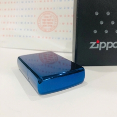Bật lửa, hộp quẹt ZIPPO màu Xanh Chu niên loại trơn bóng, Kim Ánh nhập hàng cao cấp vỏ bằng đồng có dán tem đỏ