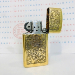 Bật Lửa Zippo Slim Venice Brass Like New - Hàng Mỹ Chính Hãng (Có Giấy Tờ Nhập Khẩu Gửi Kèm Theo Đơn Hàng )