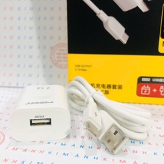 Bộ sạc Pisen C134 chân Type C, dòng điện 2.1A, 10.5W, Hàng chính hãng nội địa có chứng nhận tiêu chuẩn an toàn thiết bị