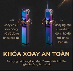 Bật Lửa Jobon Tròn Khóa Xoay ZB-633A, Loại Khò 1 Tia Cực Mạnh, Vỏ đồng ruột thép không gỉ
