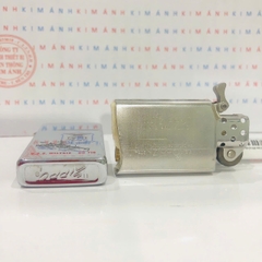 Bật lửa Zippo Mỹ Slim khắc laser Tàu Chiến mộc đáy ngược chữ xéo hiếm gặp, sản xuất 1971 hàng chính hãng có giấy tờ