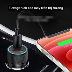 Củ sạc xe hơi Li-Top QC22 công suất 100W sạc siêu nhanh phù hợp các loại ô tô, hàng chính hãng