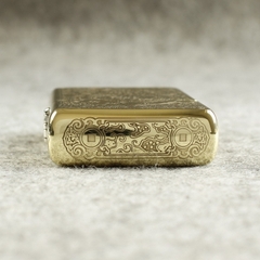 Bật lửa Zippo Mỹ 204B Brushed Brass, Khắc ăn mòn 5 mặt Chủ đề Tỳ Hưu, Hàng chính hãng