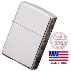 Bật lửa Zippo Mỹ mã 250 high polish màu trắng bạc loại trơn bóng, hàng chính hãng