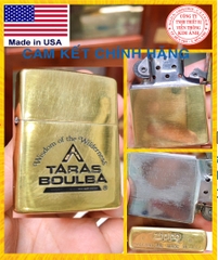 BẬT LỬA ZIPPO MỸ BRASS KHẮC ĂN MÒN TARAS BOULBA, ĐÁY LỒI - SẢN XUẤT 1993, Cam kết hàng chính hãng có giấy nhập khẩu giao kèm
