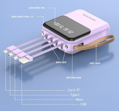 Pin sạc dự phòng chính hãng Sendem P301 kèm cáp sạc, dung lượng chuẩn 10000mAh