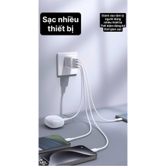 Củ sạc Pisen FYD-DQ-15 có 3 cổng USB + 1 cổng Type C công suất 18W, hàng chính hãng nội địa có chứng nhận 3C an toàn