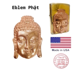 Eblem dán trang trí Zippo chủ đề Phật, chất liệu Đồng đỏ nguyên chất, hàng chuẩn zin Mỹ
