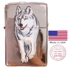 Bật lửa, hộp quẹt Zippo Mỹ in sơn chủ đề Chó Sói, Hàng chính hãng