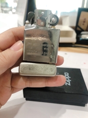 Bật lửa Zippo Amorr vỏ dầy mẫu Tỳ Hưu ( Kỳ Lân)  Bạc Giả Cổ, Khắc Chìm 5 Mặt, Vỏ đồng có Tem đỏ