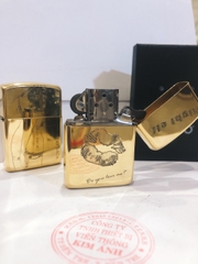 Bật lửa, hộp quẹt Zippo Armor vỏ dầy, khắc chìm mặt trước Cô Gái, mặt sau nụ hôn, Hàng loại 1 vỏ bằng đồng có em đỏ
