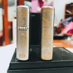 Bật lửa Zippo Satin khắc ăn mòn 4 mặt Thần Chết, Vỏ bằng đồng có tem đỏ