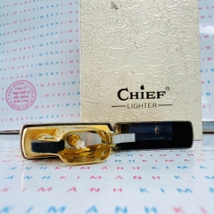 Bật Lửa CHIEF Yêu Hoa Màu Vàng CF1089YT- Hàng Chính Hãng Vỏ Đồng Nguyên Khối Càng Dùng Càng Sáng Bóng