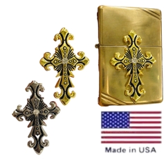 Miếng dán Eblem trang trí Zip po chủ đề Thánh Giá, chất liệu đồng thau Solid Brass, hàng chuẩn zin Mỹ