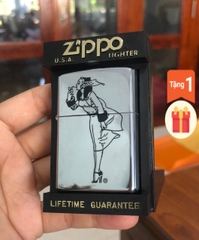 BẬT LỬA ZIPPO MỸ CHROME BÓNG KHẮC ĂN MÒN ĐỔ SƠN WINDY GRIL - BIỂU TƯỢNG CÔ GÁI HUYỀN THOẠI 1999