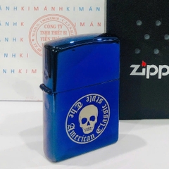 Bật lửa Zippo Mỹ chủ đề Đầu Lâu Xanh, Cam kết hàng chính hãng có giấy Hải quan gửi kèm đơn hàng