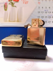 Bật lửa Zippo Mỹ high polish brass Mã 254, Khắc ăn mòn Logo Quân Sự, Hàng chính hãng