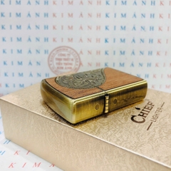 Bật lửa, hộp quẹt CHIEF chủ đề Gỗ vân Tim Arabesque, Kim Ánh nhập hàng chính hãng vỏ bằng đồng