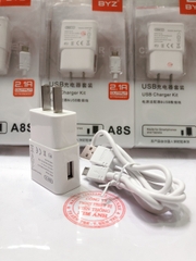 Bộ sạc BYZ A8S, dòng điện 2.1A, chuôi V8/ Micro Bảo hành 12 tháng