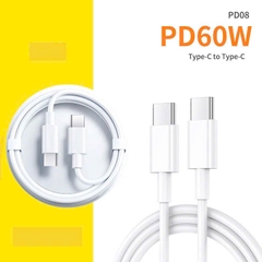 Dây sạc LI-TOP PD08 Công suất 60W chân Type C ra Type C, được dùng thử 30 ngày, Kim Ánh bảo hành chính hãng 12 tháng