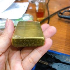 Bật lửa Zippo Mỹ Brass  Vintage đầu bằng đít bằng, mộc đáy ngược Pat 2032695, sản xuất 1989, Hàng chính hãng