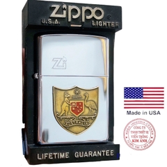 Bật lửa Zippo MỸ high polish chrome eblem đồng Australia, sản xuất 1994, Hàng chính hãng