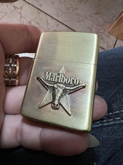 Eblem Zippo Mỹ chủ đề Đầu bò, Chuẩn Zin Đồng thau Solid Brass
