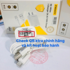 Bộ sạc Pisen Mr White i Charger 2A AC1000 ( TS-C134), dòng điện 5V -2A, công suất 10W bảo hành chính hãng 18 tháng