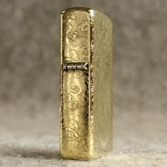 Hột quẹt, bật lửa Zippo MỸ Brass mã 204B khắc ăn mòn 5 mặt Phật Như Lai, Hàng chính hãng