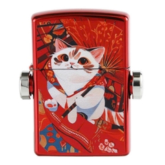 Bật lửa CHIEF chủ đề Mèo may mắn xoay 360 độ, Kim Ánh cam kết hàng chính hãng vỏ bằng đồng càng dùng càng sáng bóng