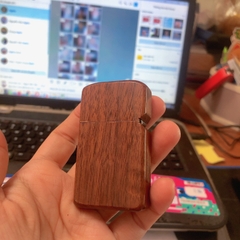 Bật lửa, hộp quẹt Zippo Mỹ Slim bọc gỗ, sản xuất 1990, Hàng chính hãng