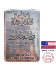 Bật lửa Zippo Mỹ Lacke bạc MATCHLESS PERFORMANCE, khắc ăn mòn full nắp, bản giới hạn No.0177, Hàng chính hãng