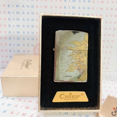 Hộp quẹt, bật lửa CHIEF chính hãng, khắc laser chủ đề ORIGIN LIMITED, vỏ bằng đồng bền bỉ sáng bóng theo thời gian