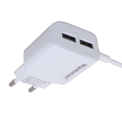Sạc liền dây Hammer 1.2A, 2 CỔNG USB, Có đèn Led, Hàng Chính Hãng, bảo hành 12 tháng