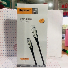 V8- Dây sạc nhanh 3A Hiệu Hammer ( H-C11-M ), Chân Micro/ V8, Có đèn báo, Hàng Chính Hãng bảo hành 12 tháng