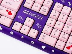Bàn phím máy tính Kitty (HELLOKTCAT) chuôi cắm USB, bàn phím màu hồng tím cho cô nàng hiện đại, Bảo hành 12 tháng