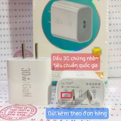 Củ sạc nhanh LI-TOP GaN AC17 công suất PD 30W có chứng nhận 3C tiêu chuẩn quốc gia, hàng chính hãng