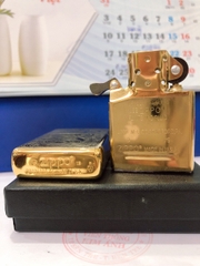 Bật lửa Zippo Armor vỏ dầy mẫu Tỳ Hưu Khắc Chìm 5 Mặt  Màu Vàng -  Vỏ đồng - Có Tem đỏ