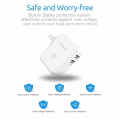 Cốc Sạc Nhanh Pisen Cho IPad 2.4A Có 2 Cổng USB - Hàng chính hãng Bảo hành 1 năm