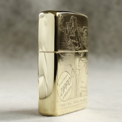 Hột quẹt Zippo MỸ Brass mã 204B khắc ăn mòn đổ sơn 5 mặt chủ đề Cô gái gió, Hàng chính hãng