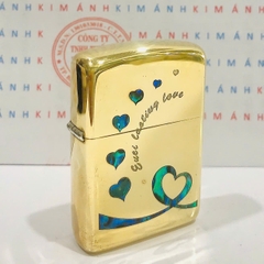 Hộp quẹt. bật lửa Zippo Armor vỏ dầy chủ đề Trái tim xà cừ, hàng loại 1 vỏ bằng đồng có tem đỏ, càng dùng càng sáng