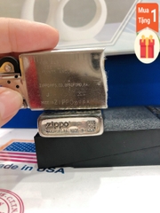 Bật lửa Zippo Mỹ Slim Lacke Bạc mẫu Gõ búa 2 mặt, XVI la mã, hàng chính hãng