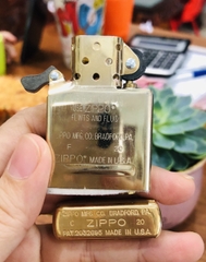 Bật lửa ZIPPO MỸ Vintage Brushed Brass,BẢN CHẠT GÓC- ĐẦU BẰNG - ĐÍT BẰNG, Cam kết hàng chính hãng có giấy nhập khẩu