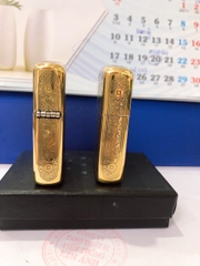 Bật lửa Zippo Armor vỏ dầy mẫu Tỳ Hưu Khắc Chìm 5 Mặt  Màu Vàng -  Vỏ đồng - Có Tem đỏ