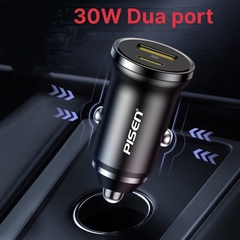Sạc xe hơi PISEN Quick Mini Dual Port QP 30W Car (A18W+C30W), Quét mã QR bảo hành 18 tháng